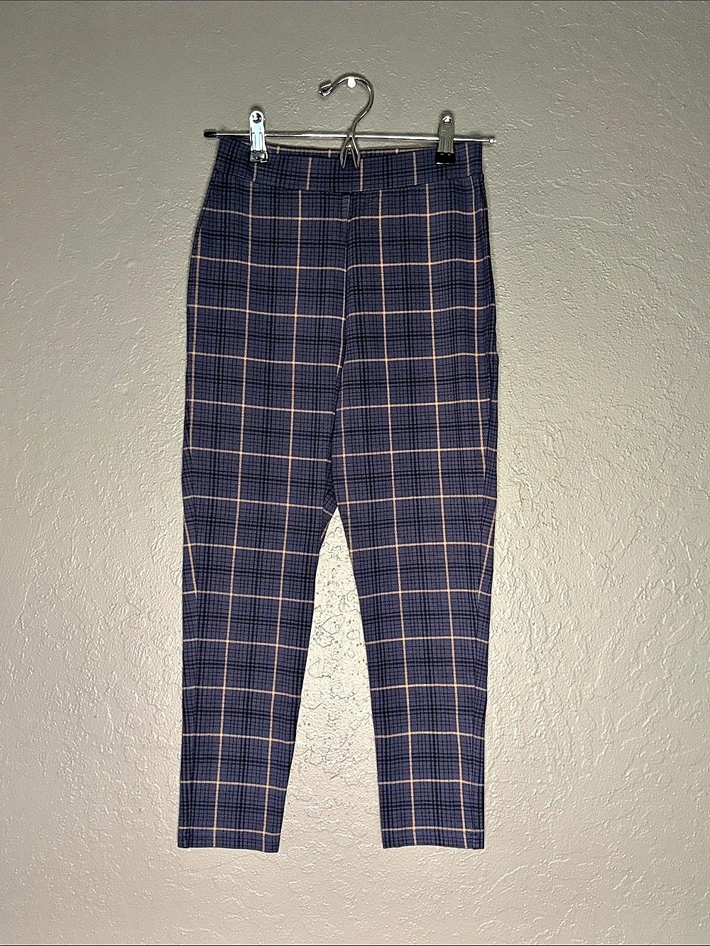 Nordstrom Plaid Straight Leg Pants in Blue & Tan Size XS